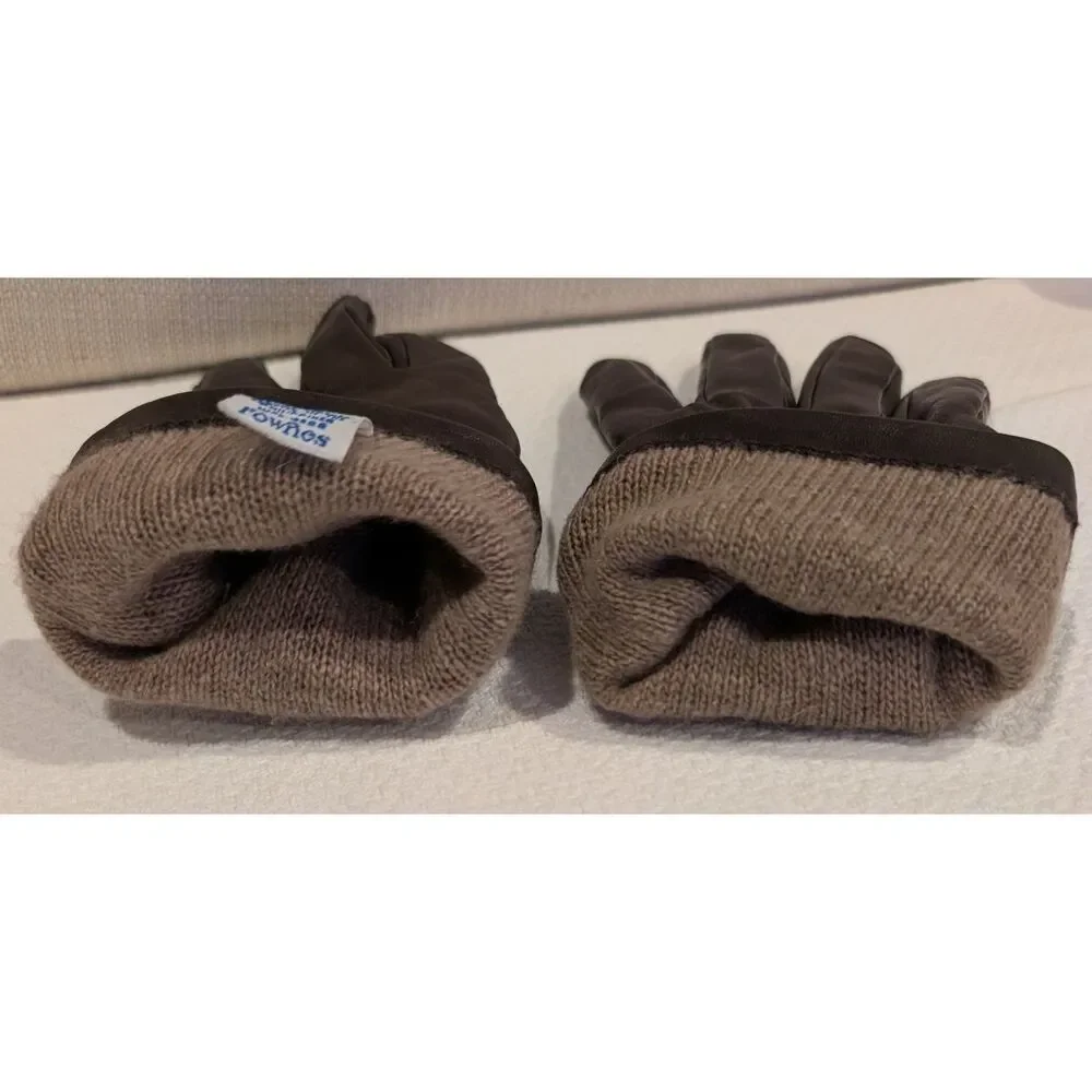Fownes Leather Gloves – 8.5 – Cashmere Lining – Brown – Made in Philippines